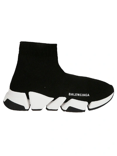 Shop Balenciaga Logo Sock Sneakers In Black/white