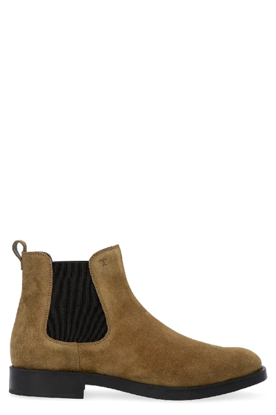 Shop Tod's Tods Suede Chelsea Boots In Green