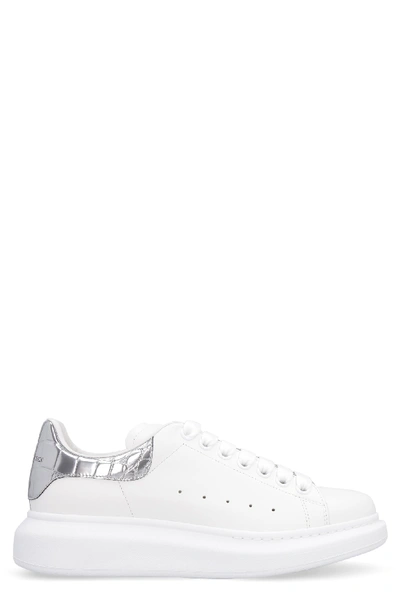 Shop Alexander Mcqueen Larry Leather Chunky Sneakers In White