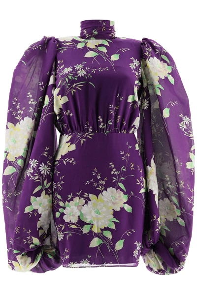 Shop Attico Floral Mini Dress In Viola (purple)