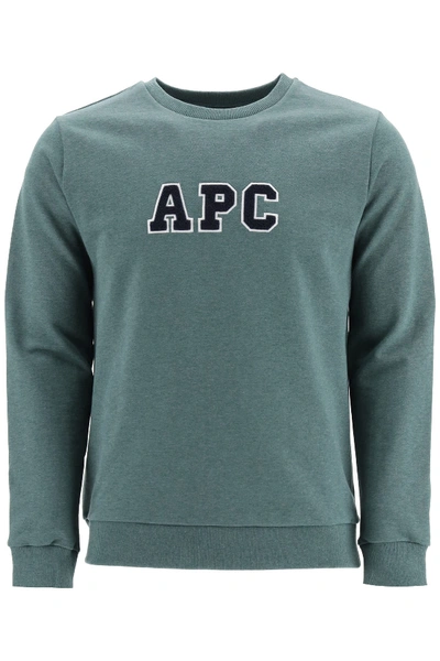 Shop Apc Malcolm Sweatshirt With Logo In Vert Chine (green)