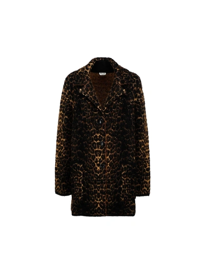 Shop Saint Laurent Coat In Noir/camel/maron