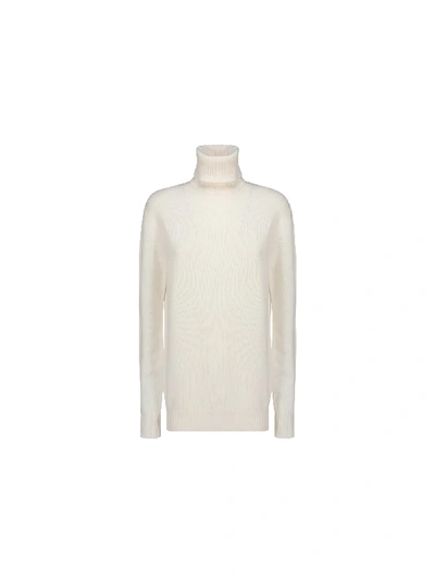 Shop Dolce & Gabbana Turtleneck Knitwear In Bianco Naturale