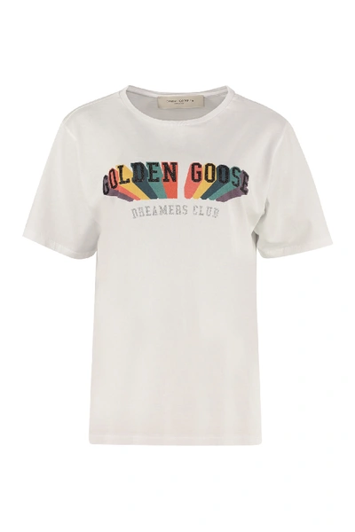 Shop Golden Goose Front Print T-shirt In White