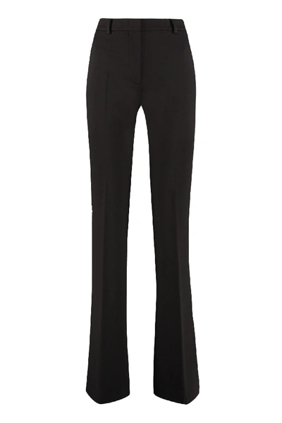 Shop Alberta Ferretti Flared Viscose Trousers In Black