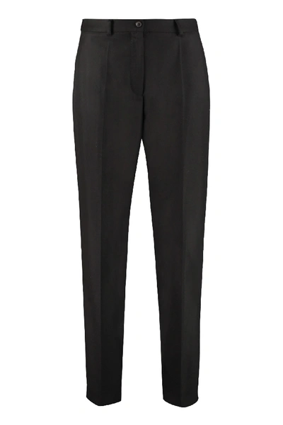 Shop Agnona Wool Tailored Trousers In Black