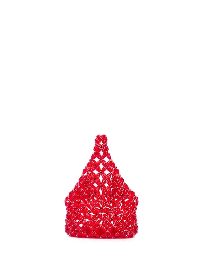 Shop Simone Rocha Mini Bead Embellished Bag In Red