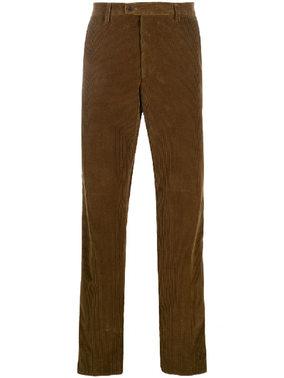 Shop Etro Straight-leg Corduroy Trousers In Green