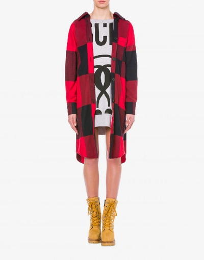 Shop Moschino Check Flannel And Fleece Dress In Red