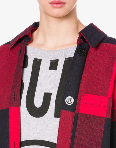 Shop Moschino Check Flannel And Fleece Dress In Red