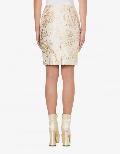 Shop Moschino Damask Jacquard Skirt In White