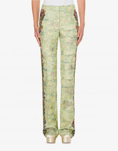 Shop Moschino Cady Pants Animé Cross-stitch Print In Light Green