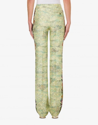 Shop Moschino Cady Pants Animé Cross-stitch Print In Light Green