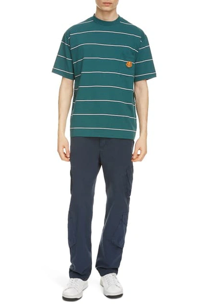 Shop Kenzo Oveersize Stripe Pocket T-shirt In Duck Blue
