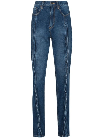 Shop Y/project Raised-seam Straight-leg Jeans In Blue