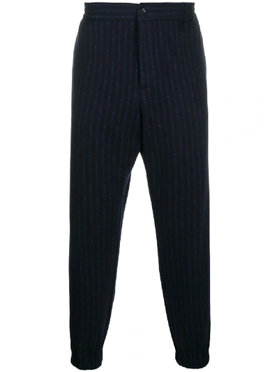 Shop Etro Striped Straight-leg Trousers In Blue