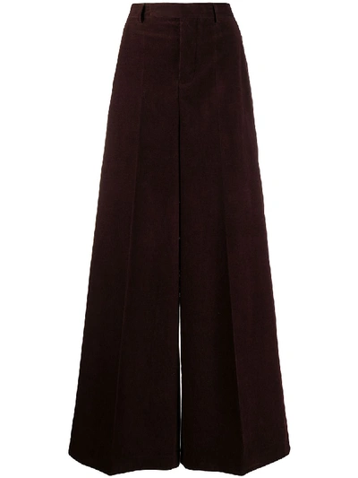 Shop Rick Owens High-waisted Corduroy Flare Trousers In Purple