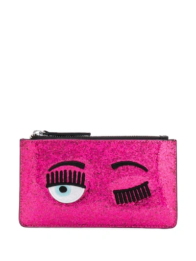 Shop Chiara Ferragni Winking Eye Purse In Pink