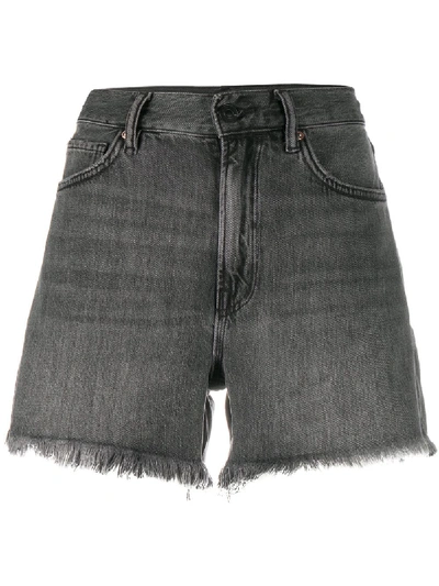 Shop Allsaints Frayed Stonewashed Shorts In Black