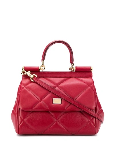 Shop Dolce & Gabbana Small Quilted Sicily Bag In Red