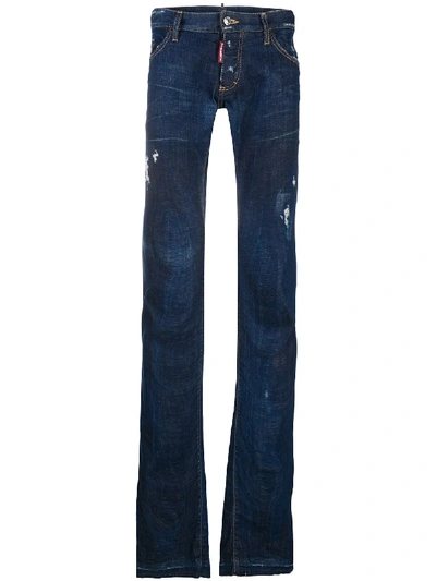 Shop Dsquared2 Bootcut Distressed Jeans In Blue