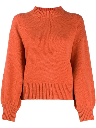 Shop Allude Bishop Sleeve Knit Jumper In Orange