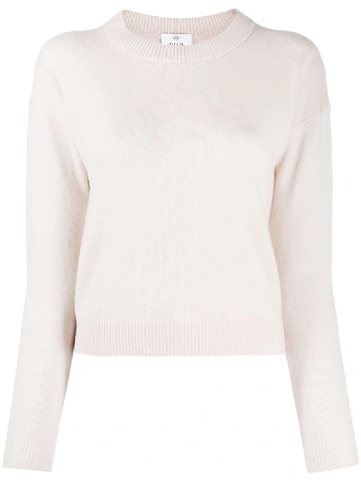 Shop Allude Ribbed Round-neck Jumper In Neutrals