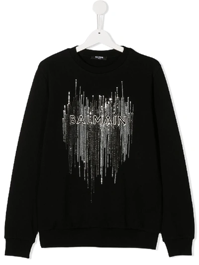 Shop Balmain Logo Sweatshirt In Black