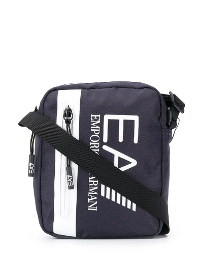 Shop Ea7 Logo-print Messenger Bag In Blue