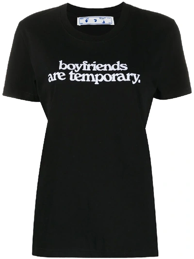 Shop Off-white Slogan-print Slim-fit T-shirt In Black