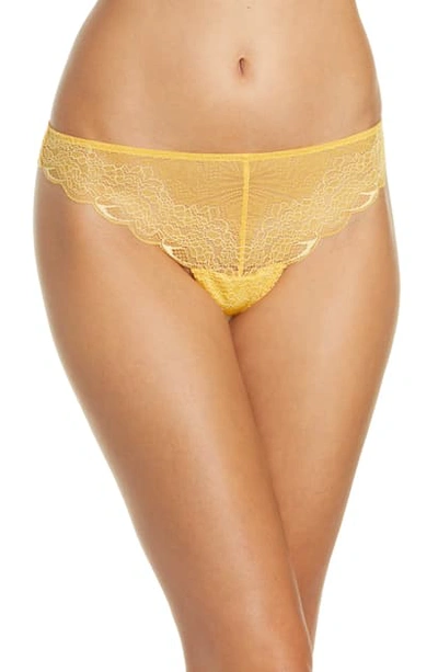 Shop Madewell Lace Tanga In Pale Sunflower