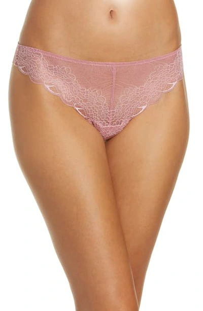 Shop Madewell Lace Tanga In Weathered Berry