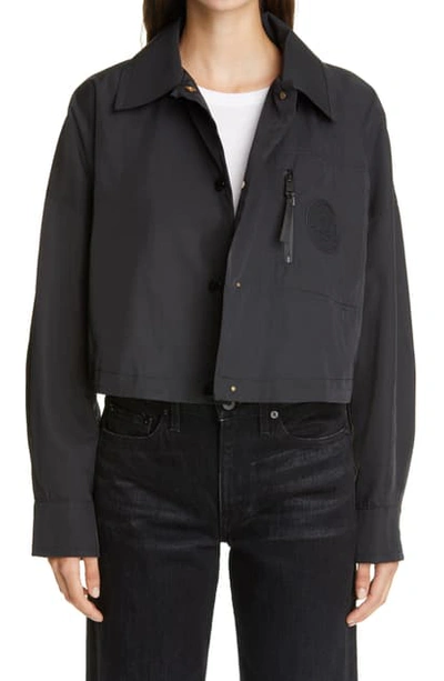 Shop Fendi X Joshua Vides Ff Logo Patch Hooded Crop Jacket In Black