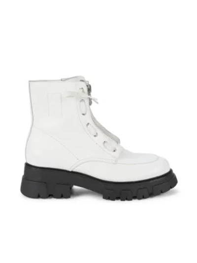 Shop Ash Lynch Lug-sole Leather Combat Boots In White