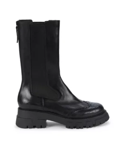 Shop Ash Lennox Lug-sole Leather Brogue Boots In Black
