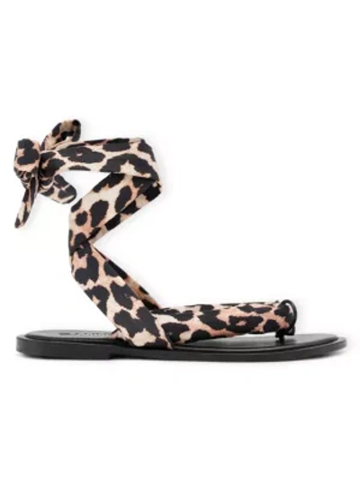 Shop Ganni Leopard-print Recycled Tech Fabric Sandals