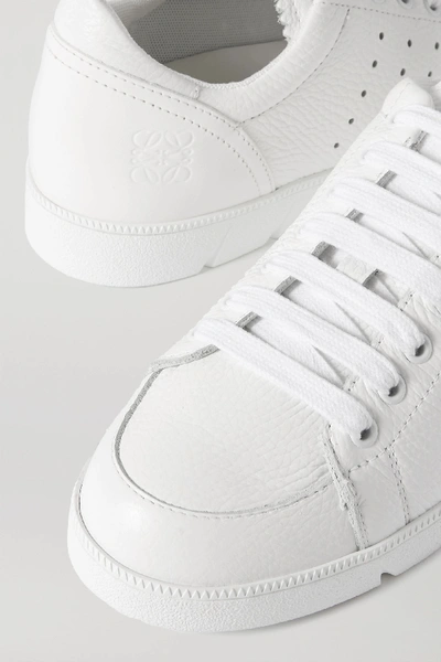 Shop Loewe Textured-leather Sneakers In White