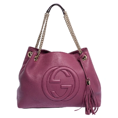 Pre-owned Gucci Old Rose Leather Medium Soho Shoulder Bag In Pink