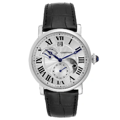 Pre-owned Cartier Silver Stainless Steel Rotonde Retrograde Gmt Time Zone 1556368 Men's Wristwatch 37 Mm