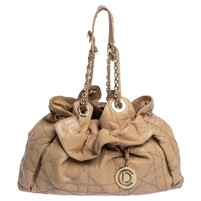 Pre-owned Dior Beige Cannage Leather Le Trente Tote