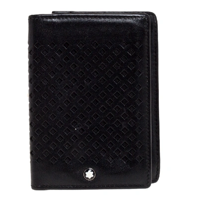 Pre-owned Montblanc Black Perforated Leather Card Holder