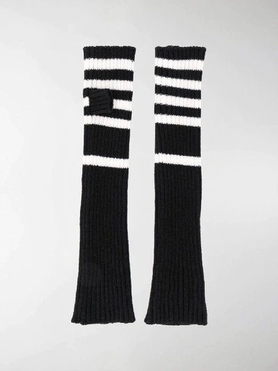 Shop Plan C Striped Arm Warmers In Black