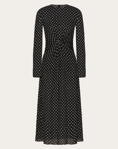 Shop Valentino Printed Georgette Dress In Black/ivory