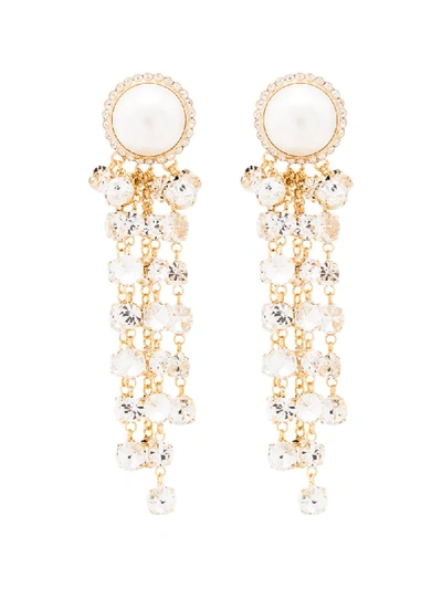 Shop Alessandra Rich Cascade Clip-on Earrings In Metallic