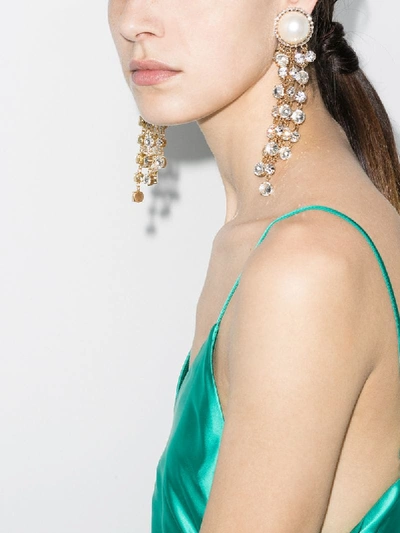 Shop Alessandra Rich Cascade Clip-on Earrings In Metallic