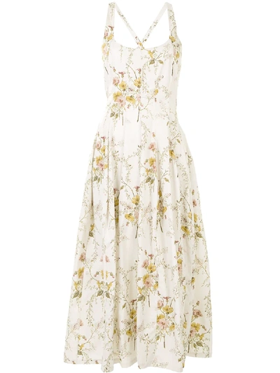 Shop Brock Collection Kleid Mit Blumen-print In White