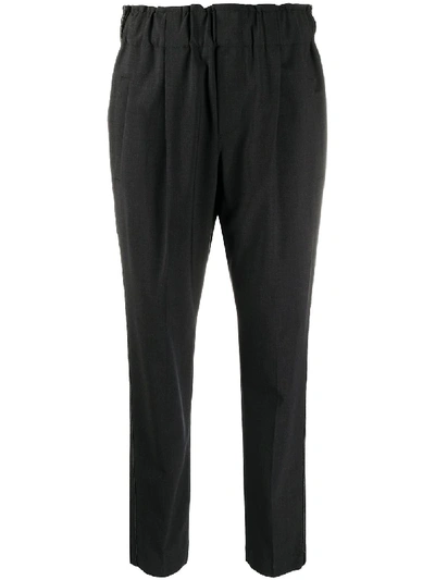 Shop Brunello Cucinelli Cropped Elasticated-waist Trousers In Black
