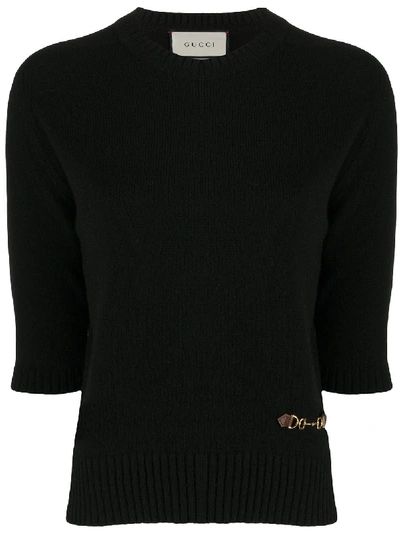 Shop Gucci Horsebit Detail Knitted Top In Black