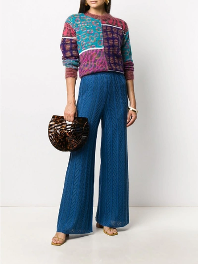 Shop M Missoni Wool Trousers In Blue