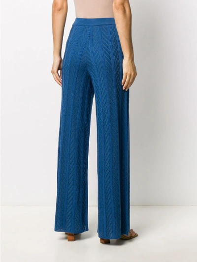 Shop M Missoni Wool Trousers In Blue